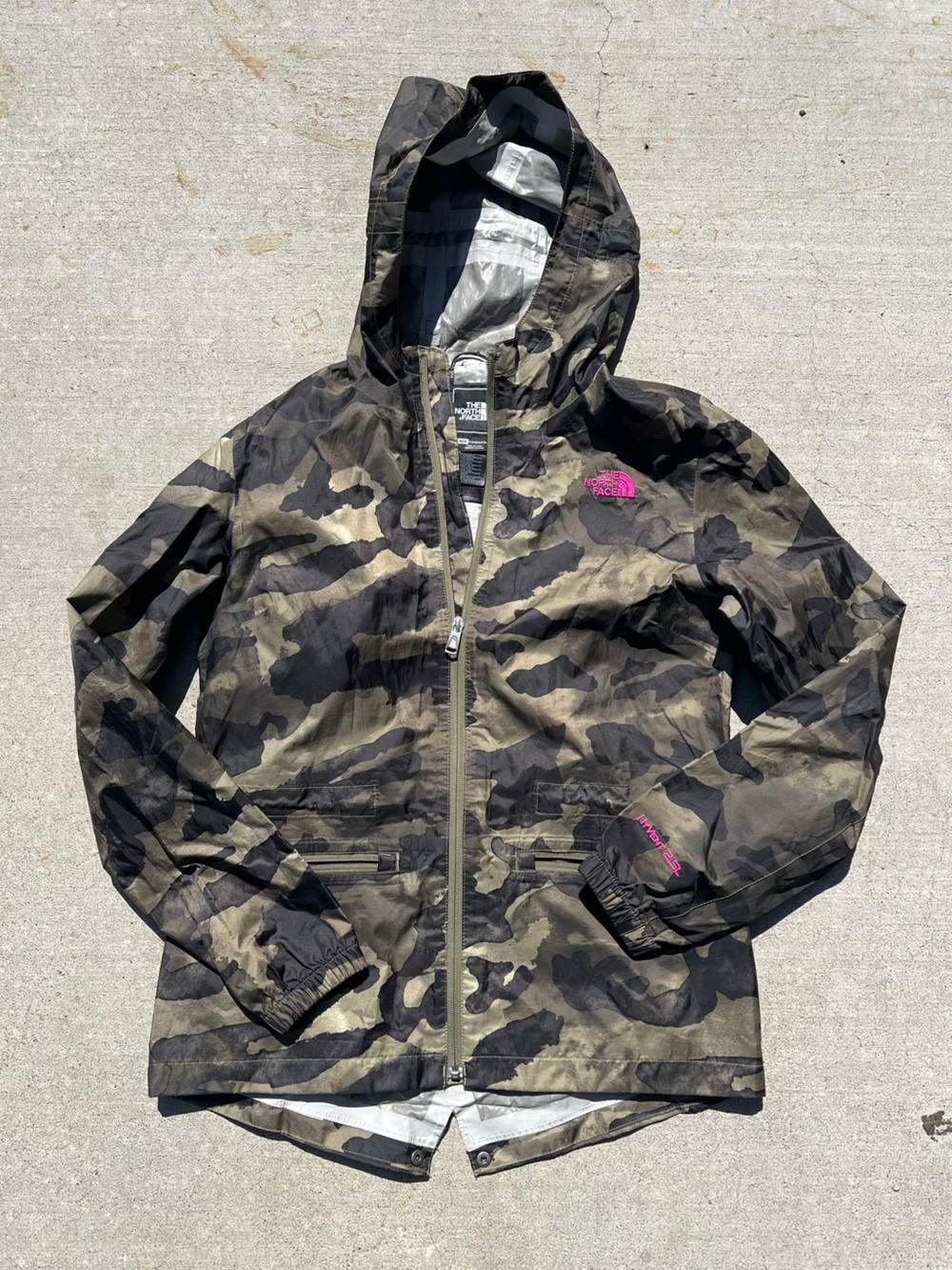 Women Camo Hooded Rain Jacket - Olive/Black